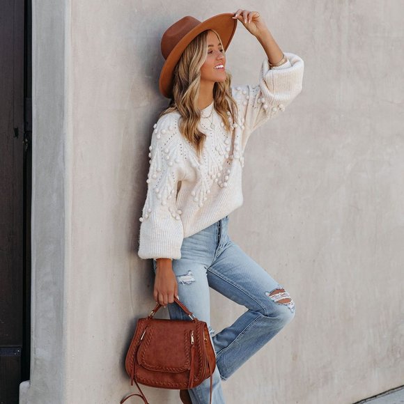 LAST ONE - ARENA KNIT POM SWEATER - Picture 3 of 11